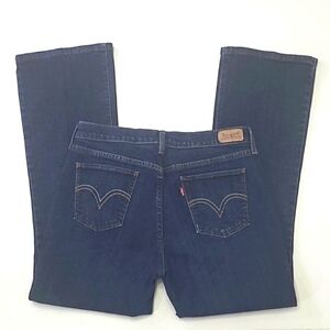 Levi's High Waist Rise Dark Washed Jeans Bootcut Embellishment Worn Look Red Tag